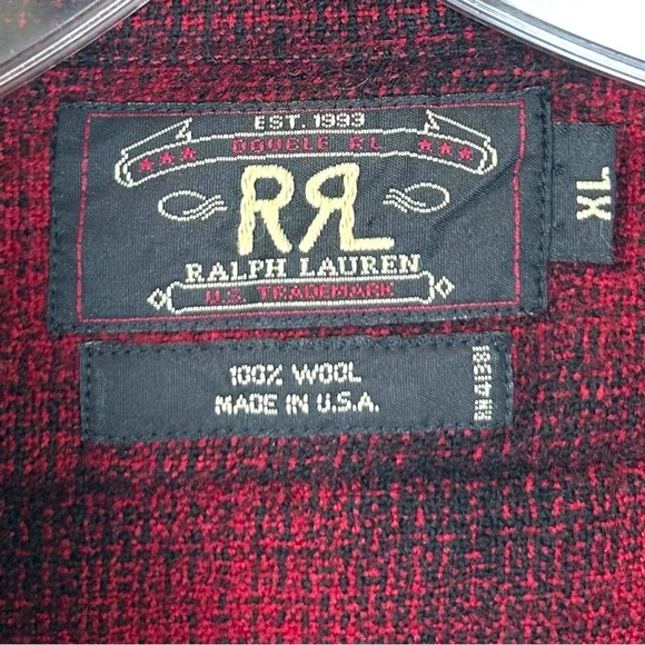 RRL, Ralph Lauren - Men’s Vintage Wool Shirt, Buffalo Check Plaid, Red/Black, XL - Picture 10 of 14